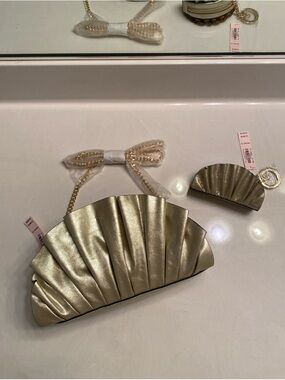 Victoria’s Secret Gold Shell Crossbody and Coin Purse